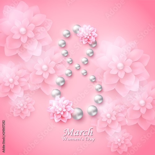 Greeting card for Women s day. Vector illustration.