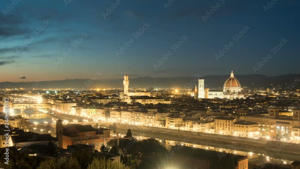 illuminated Florence, Italy, sunset, timelapse illuminated Florence, Italy, sunset, timelapse