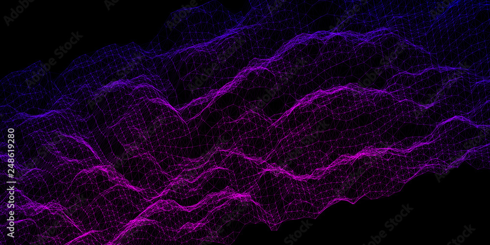 Abstract color polygonal net with lines.