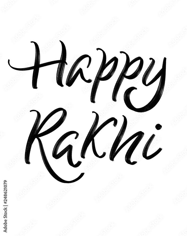 Happy Rakhi handwriting challigraphy, isolated on white background. Indian traditional holiday. Happy Rakhi handwriting challigraphy, isolated on white background. Indian traditional holiday.