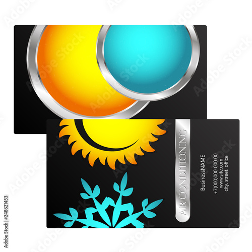 Business card heating and cooling service concept