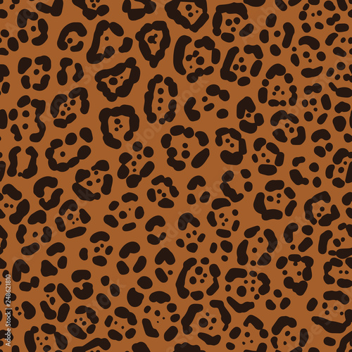 Seamless leopard fur brown pattern. Animal print.