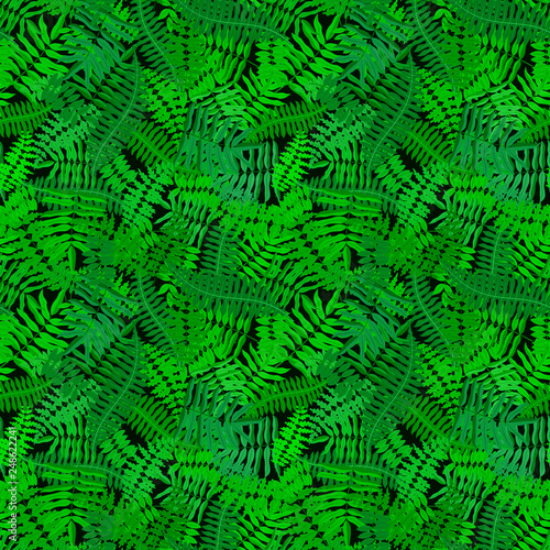 Green leaves seamless pattern. Bright vector background for your design.