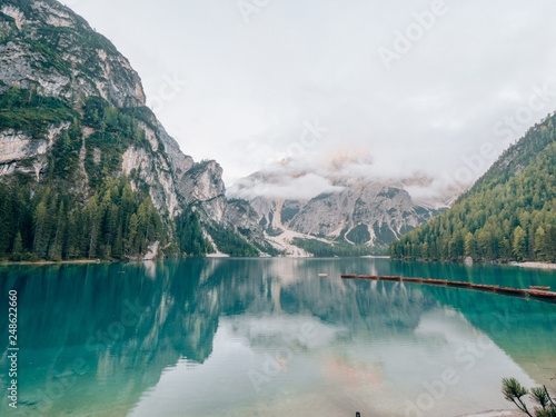 Lago di Braies in the Dolomites, Italy