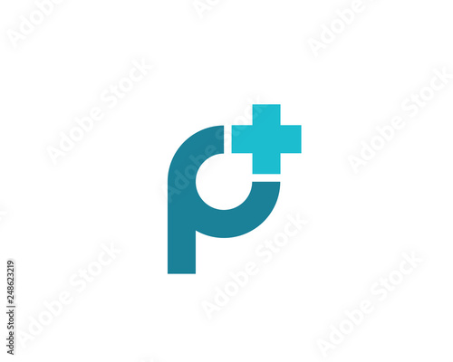 Letter P cross plus medical logo icon design template elements