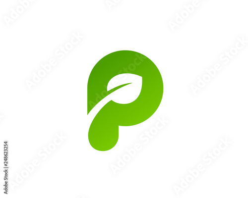 Letter P eco leaves logo icon design template elements