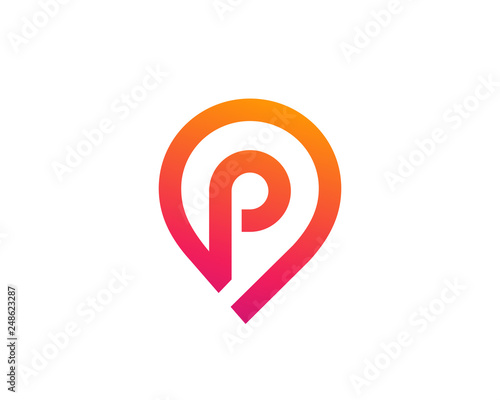 Letter P geotag logo icon design template elements