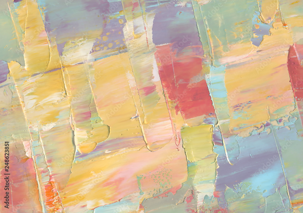 Abstract wallpaper. Highly-textured oil paint as colorful background. High detail. Can be used for web design, art print, textured fonts, figures, shapes, etc.