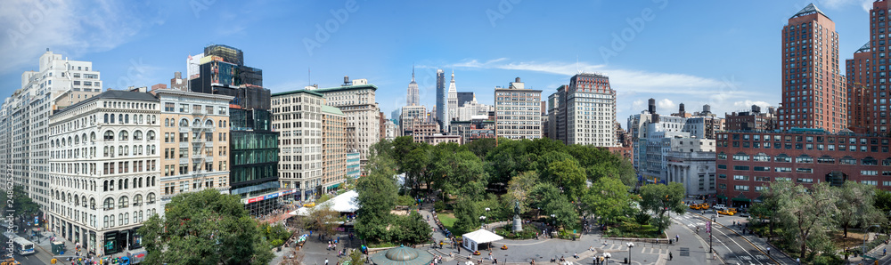 Amazing panoramic aerial view of Union Square at New York City. USA - obrazy, fototapety, plakaty 