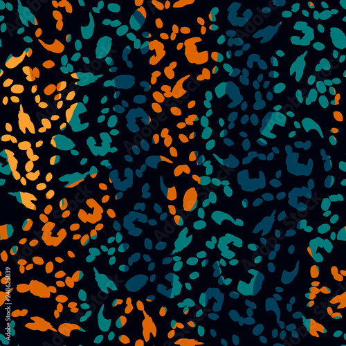 Bright seamless pattern with leopard print. Color leopard texture. Animal pattern.