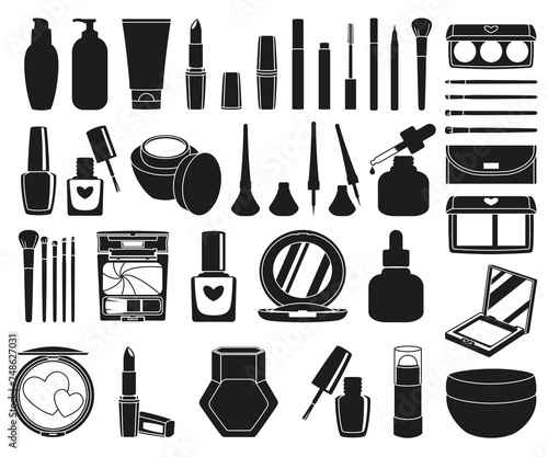 47 black and white cosmetic silhouette elements