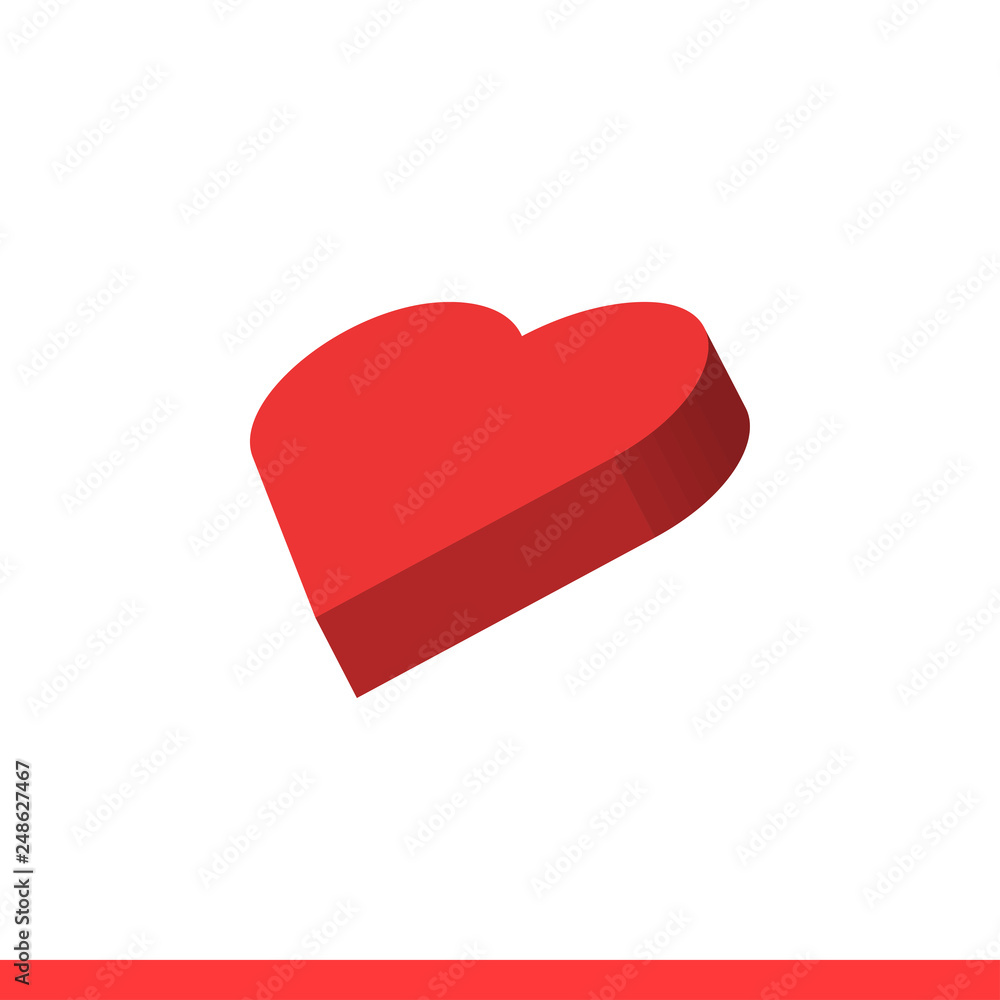 3D heart vector icon,  love symbol. Simple, flat design for web or mobile app
