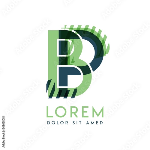 PB colorful logo design with green and dark green color that can be used for creative business and advertising. BP logo is filled with bubbles and dots, can be used for all areas of the company.