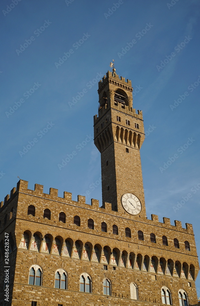 Facade of Palazzo Vecchio, Signoria square, Florence, Italy