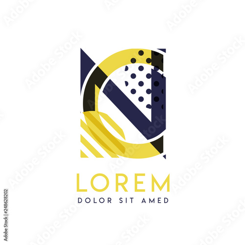 NC simple logo design with yellow and purple color that can be used for creative business and advertising. CN logo is filled with bubbles and dots, can be used for all areas of the company.