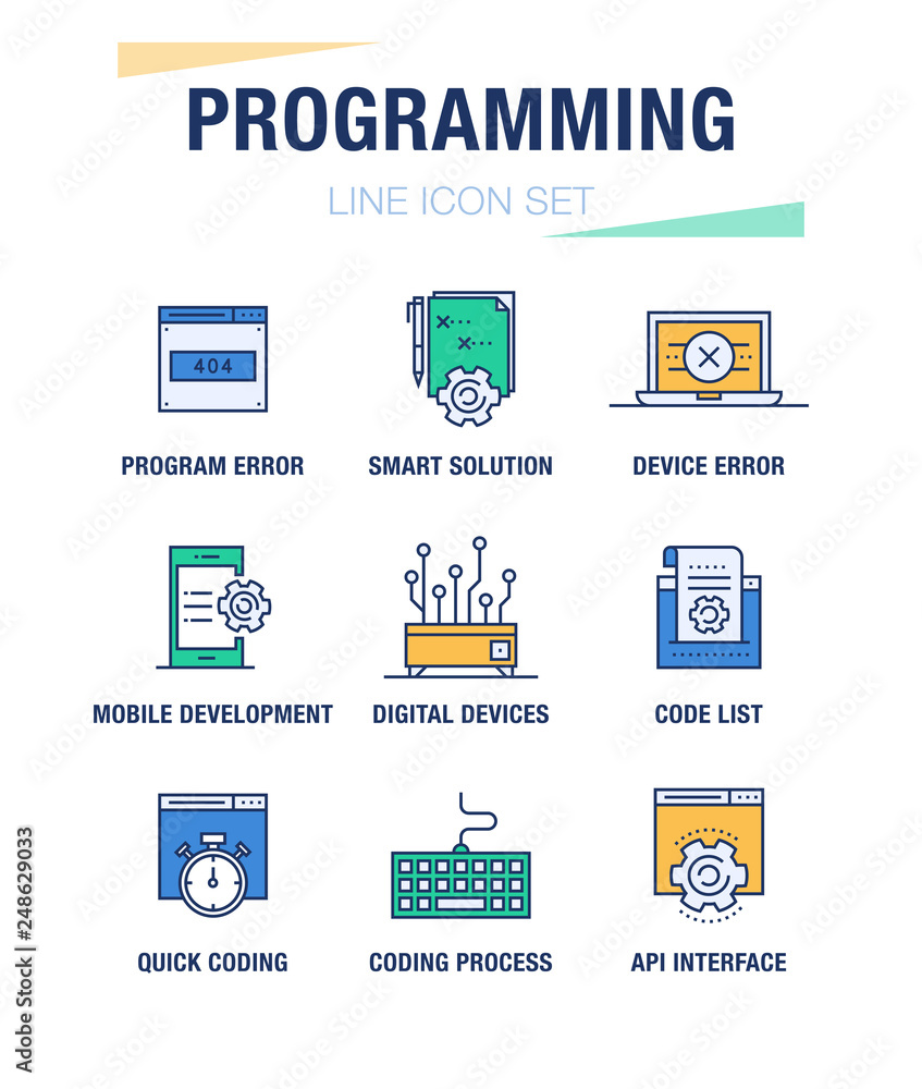 PROGRAMMING LINE ICON SET PROGRAMMING LINE ICON SET
