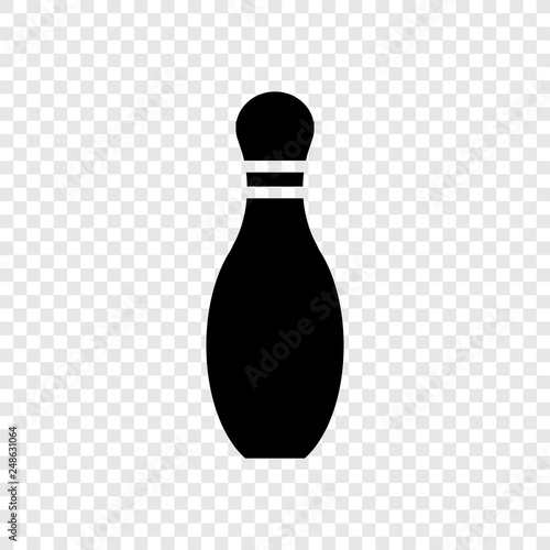 Bowling skittle icon on transparent grid