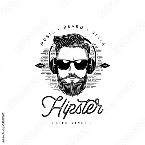 Hipster life style Beard man. Vector illustration