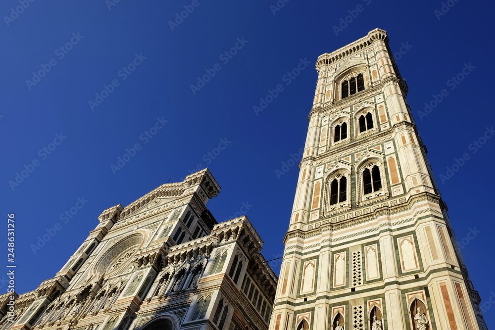 Facade of Santa Maria del Fiore Cathedral and bell tower of Giotto, Florence, Italy
