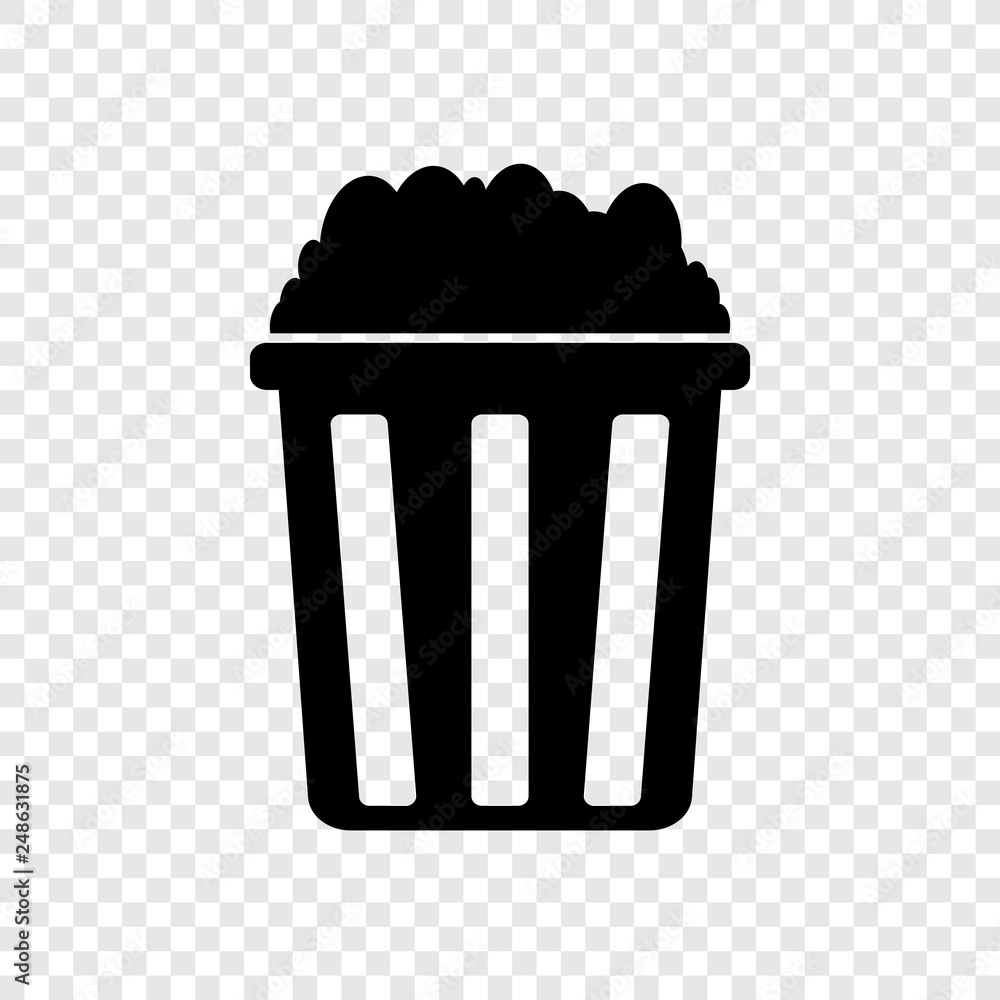 Popcorn icon vector on transparent grid Popcorn icon vector on transparent grid