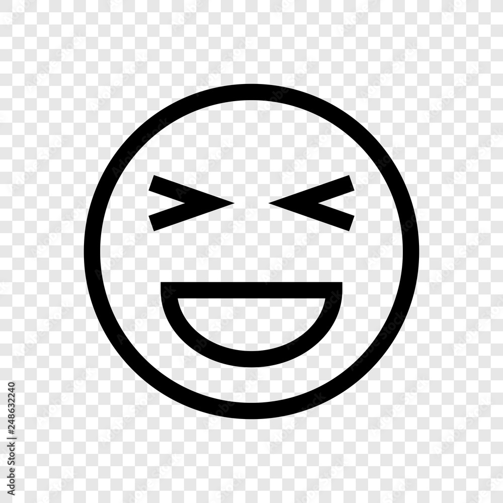 Smile icon, vector on transparent grid