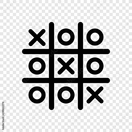 Tic tac toe icon on transparent grid