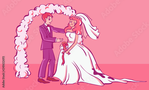 Sad fiancee with dirty dress, cartoon style vector illustration. Spoiled wedding.