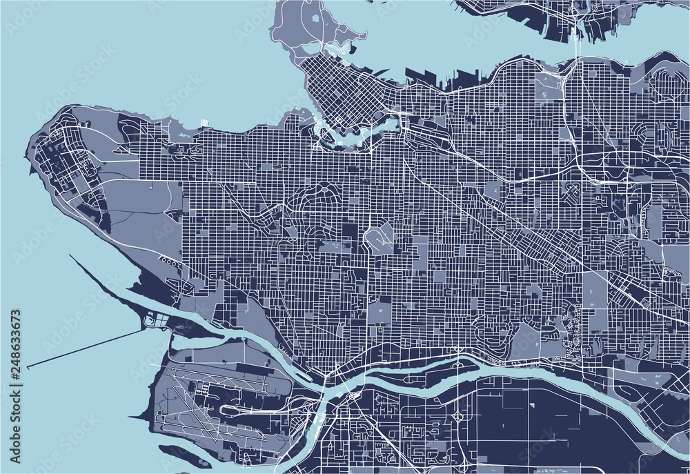 Naklejka premium mapa miasta Vancouver w Kanadzie