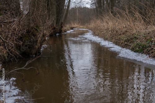 small river at the end of winter