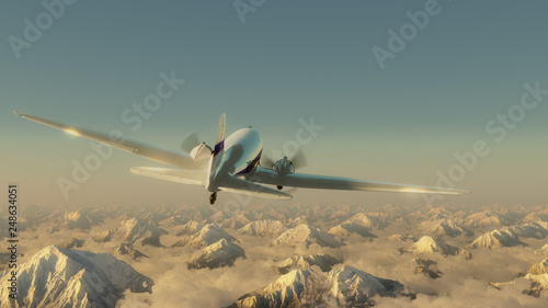 Obraz na plátne Airplane above the mountains