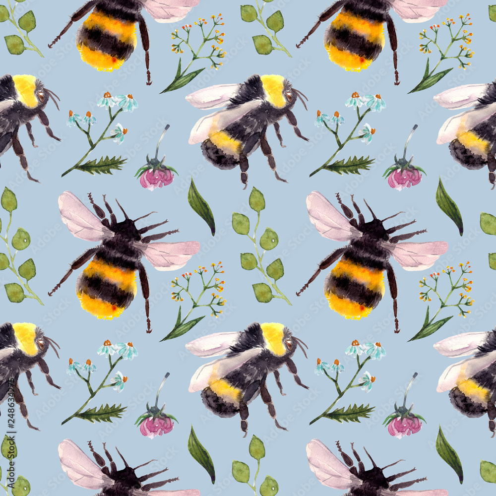 seamless pattern with bumblebee