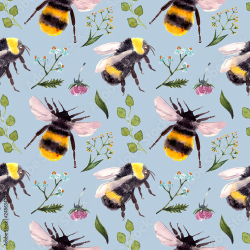 seamless pattern with bumblebee © illustratrice Manu