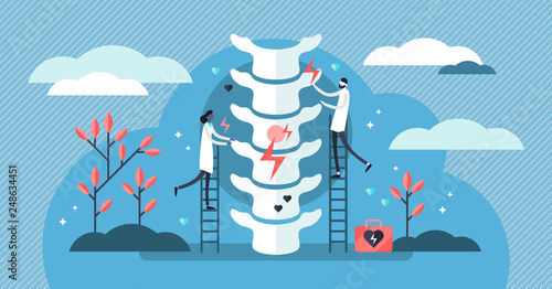 Chiropractor vector illustration. Tiny alternative medicine person concept.