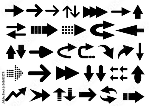 Vector set of arrow shapes isolated on white...
