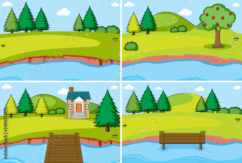 Set of nature landscape
