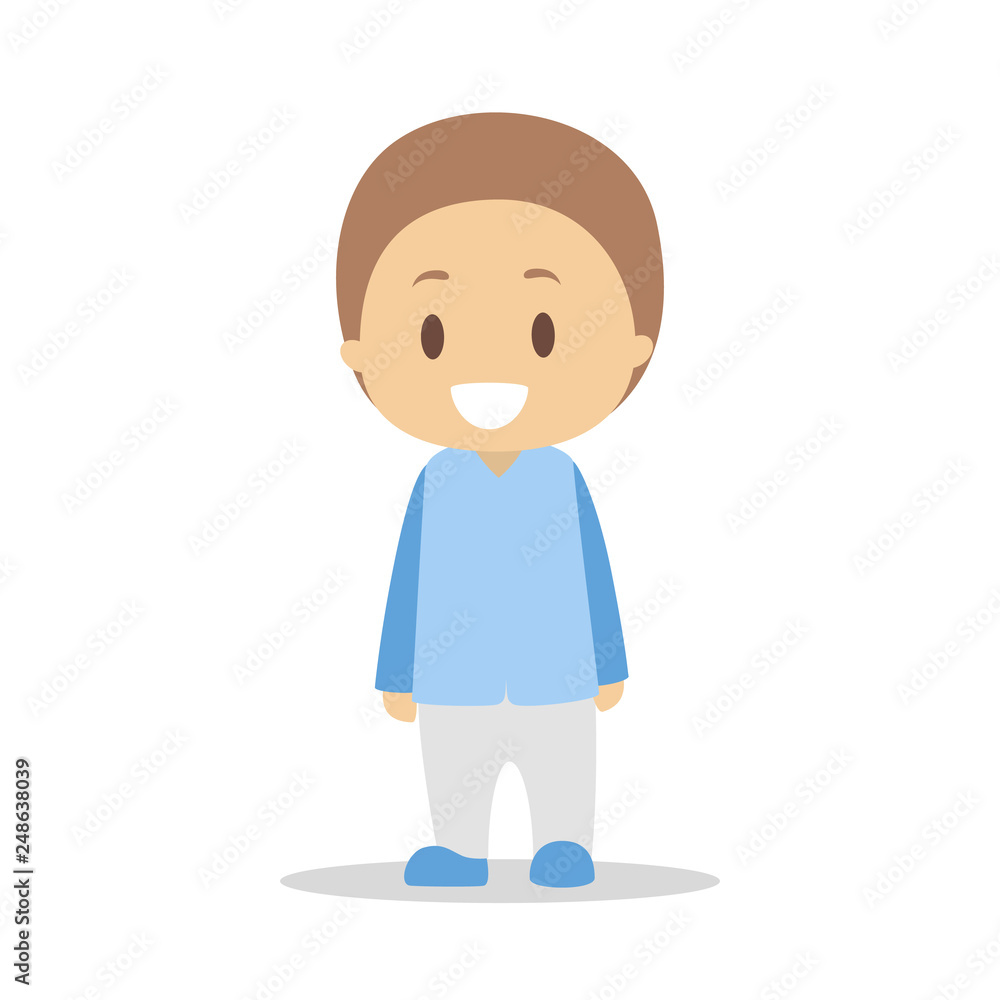 Little boy character in blue shirt and pants Little boy character in blue shirt and pants