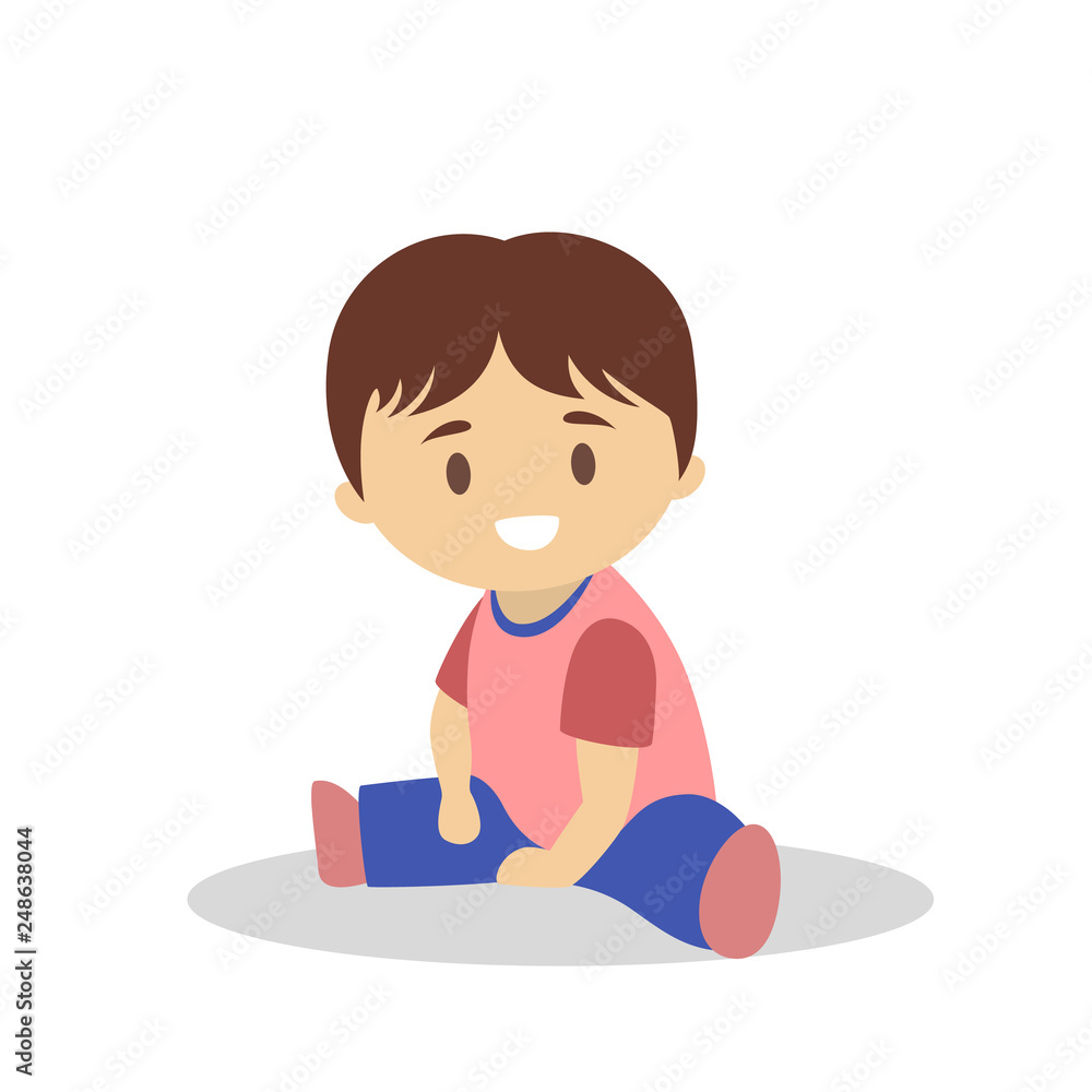 Little boy character sitting in red shirt Little boy character sitting in red shirt