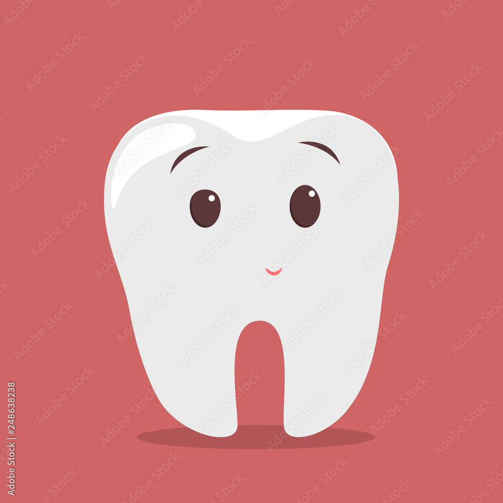 Happy white shiny tooth. Idea of dental care Happy white shiny tooth. Idea of dental care