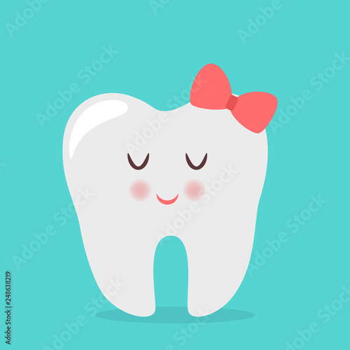 Happy white shiny tooth. Idea of dental care