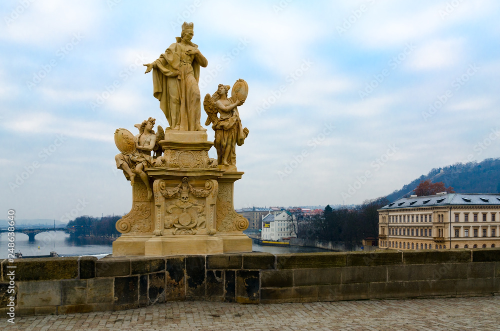 Sculptural compositions of Charles Bridge, Prague, Czech Republic. Saint Francisco Borgia (1710)