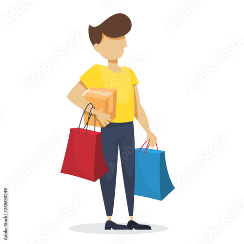 Man shopping. Grocery or fashion store. Customer
