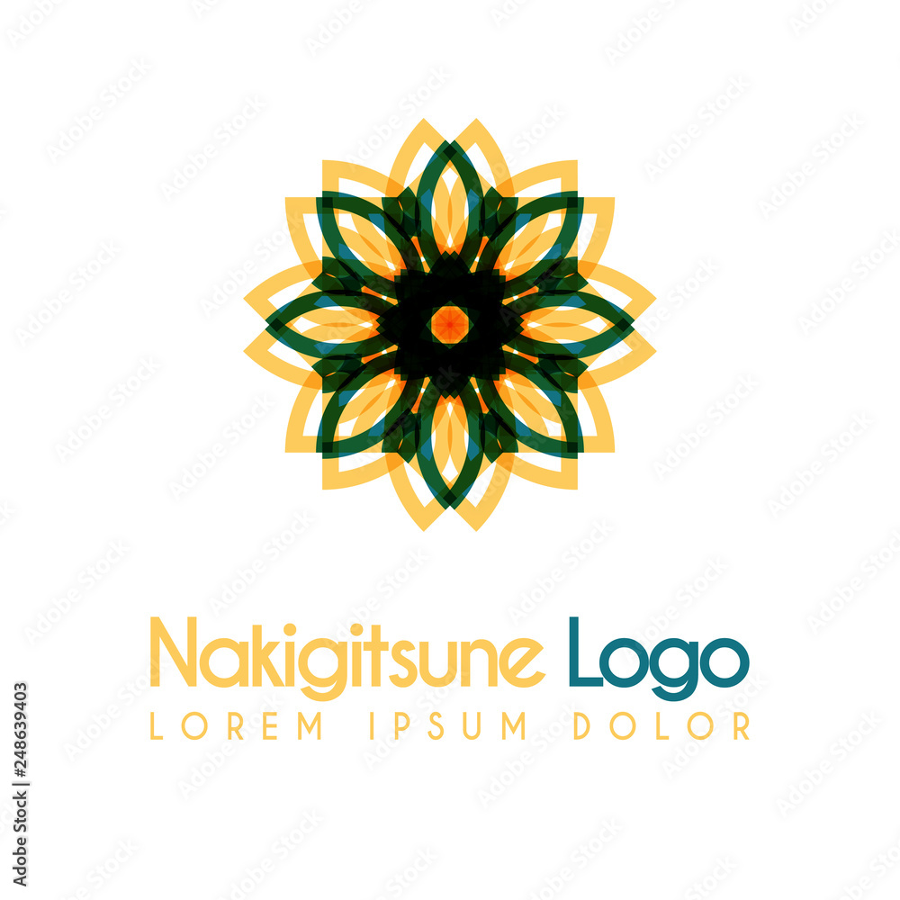 blue and yellow flower logos with geometric shapes. for the celebration of religion and architecture of the Middle East. suitable for corporate, business and development interiors blue and yellow flower logos with geometric shapes. for the celebration of religion and architecture of the Middle East. suitable for corporate, business and development interiors