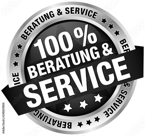 Button Banner "100% Beratung & Service" Schwarz