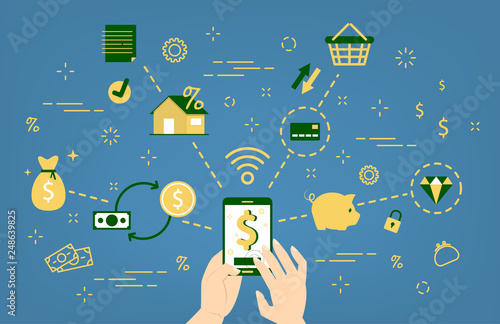 Mobile bank concept. Digital service for financial