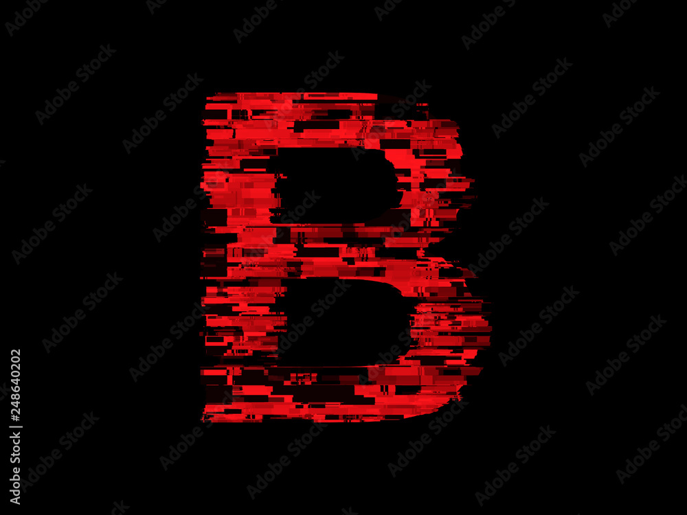 Letter B Distorted Glitch Foturistic Digital Look - Alphabet Letters ...