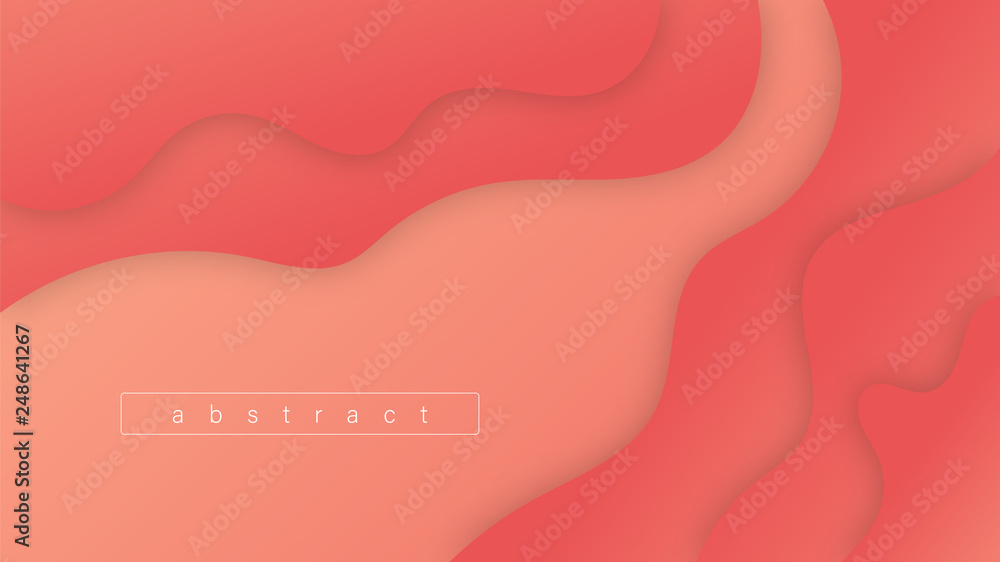 Living Coral Trendy Color. Abstract Wave Shape Gradients. Background Design Composition For Flyer, Banner, Magazine, Brochure, Website, Cover, Poster, Mobile App. Vector Illustration, Eps 10.