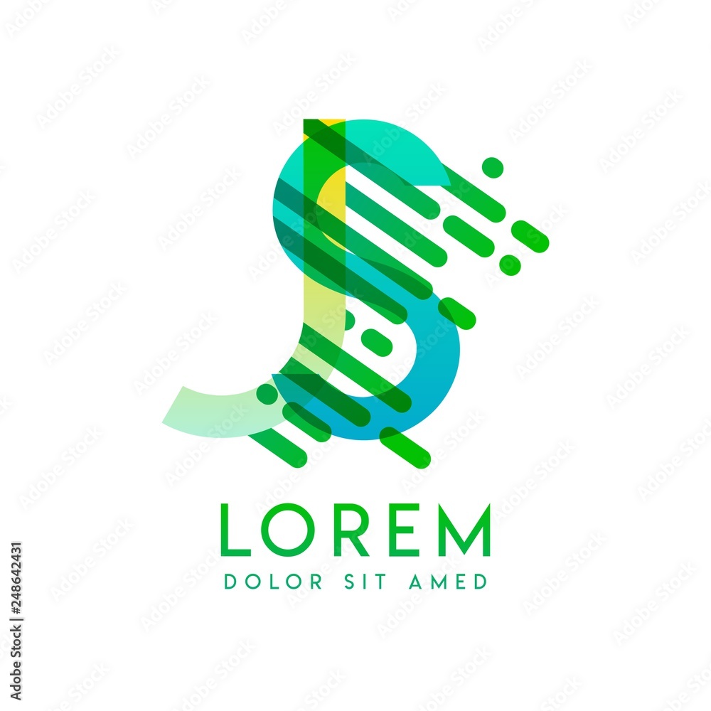 Fototapeta premium JS logo with the theme of galaxy speed and style that is suitable for creative and business industries. SJ Letter Logo design for all webpage media and mobile, simple, modern and colorful.