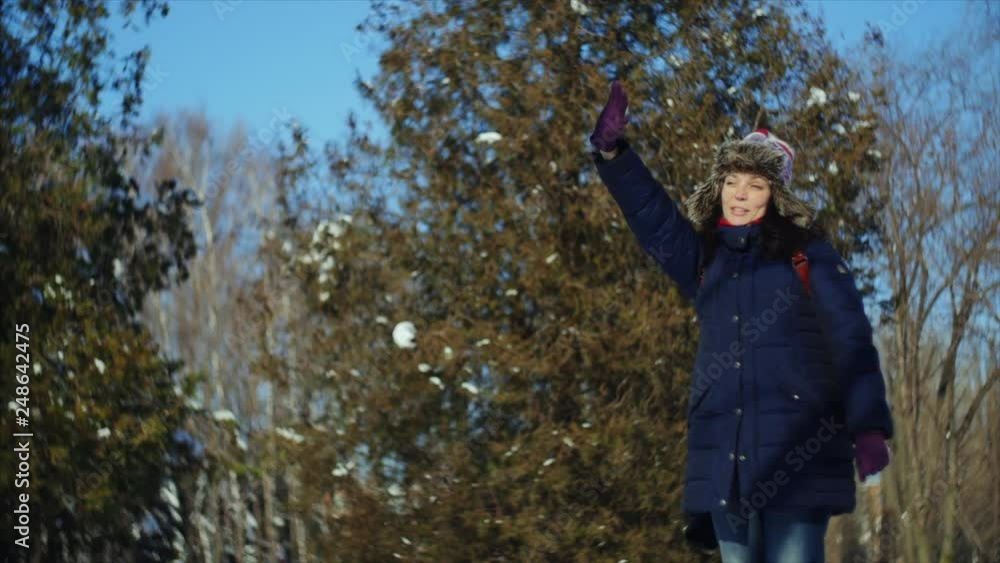 4K Happy woman waves to envite someone to reach her 4K Happy woman waves to envite someone to reach her