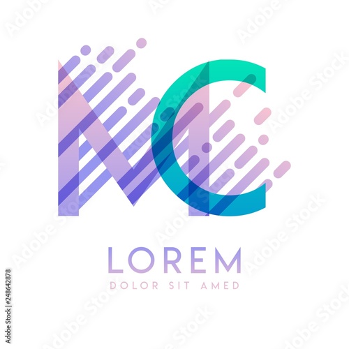 MC logo with the theme of galaxy speed and style that is suitable for creative and business industries. CM Letter Logo design for all webpage media and mobile, simple, modern and colorful. photo