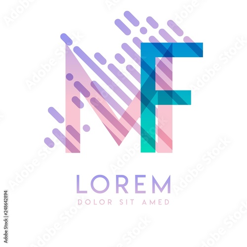 MF logo with the theme of galaxy speed and style that is suitable for creative and business industries. FM Letter Logo design for all webpage media and mobile, simple, modern and colorful.